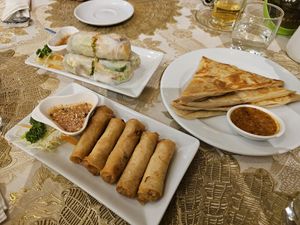 Summer rolls, spring rolls & roti at Sabaidee Pah Khao Lao in Petone