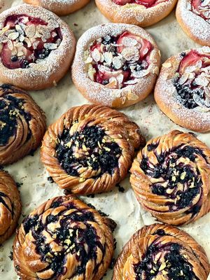 Blueberry and forest fruits pastries
 at DAMKA • cafè & bakery in Krakow