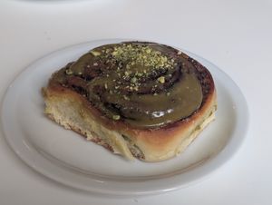 Pistachio Friday roll. Wowzers at DAMKA • cafè & bakery in Krakow