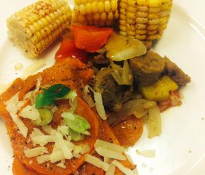 Veggie Field Roast sausage w/sweet potato hash at Whole Health in Tyler