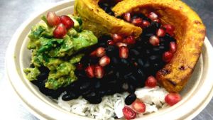 Chef's choice lunch bowl w/black beans, squash, and coconut rice at Whole Health in Tyler