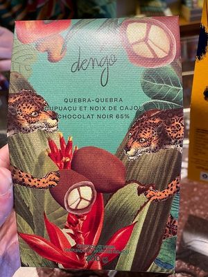 Dark chocolate with cupuaçu (Brazilian fruit) and cashew nuts at Dengo in Paris