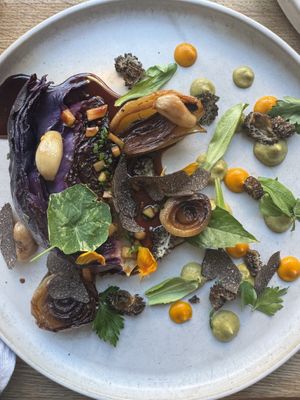 Cabbage, morel, shaved truffle  at Eden Hill Restaurant in Seattle