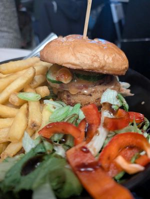 Satay burger at The Hutch at The Hatter in Edinburgh