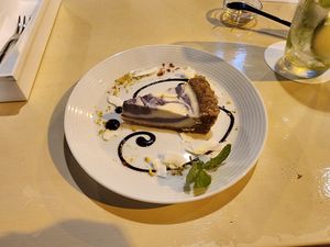 Blueberry cheesecake made with cashew nut at Natural Food Dining LOHAS in Sapporo