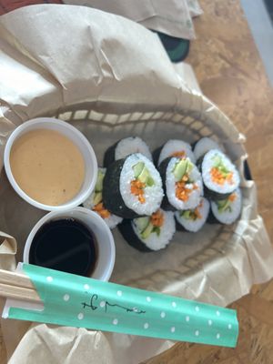 Saturday pop up - veggie rolls  at Friendly Foodees in Alpena