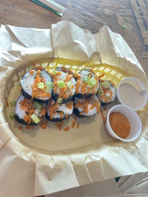 Saturday pop up - veggie rolls  at Friendly Foodees in Alpena