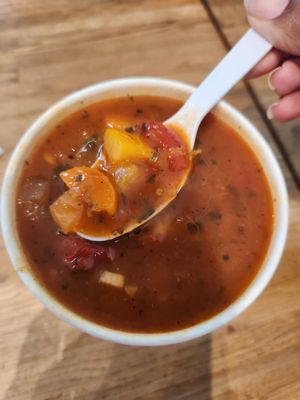 Vegetable soup at Z's Good Vibez Juice Bar in Allen