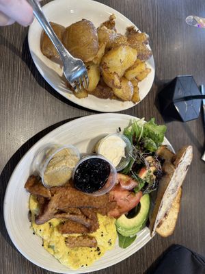 Vegan breakfast scrambleed eggs  at Island Vintage Coffee in Kapolei