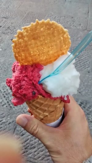 Vegan ice cream (red fruits and lemon) at Festival del Gelato in Florence