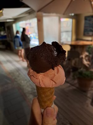 Dark chocolate and strawberry at Festival del Gelato in Florence