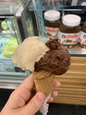 Cappuccino and dark chocolate Ice cream- delicious  at Festival del Gelato in Florence