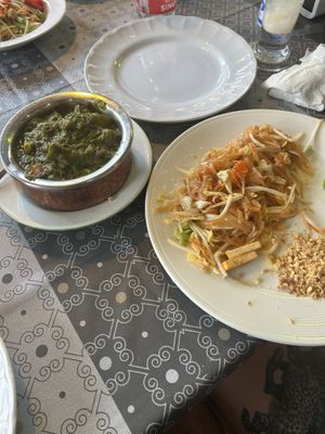 Pad thai and aloo saag  at Papaya Restaurant in Ao Nang