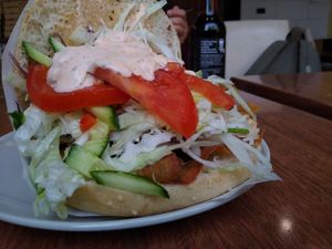 Seitan kebab with vegan sauce at Shahia in Leipzig