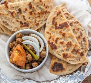 Paratha with Chole curry at Delhi Darbar Kitchen Singapore in East Singapore