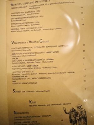 Vegan and Vegetarian dishes  at Auerbachs Keller in Leipzig