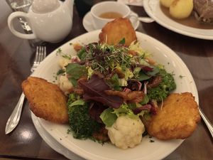 Veggies and ‚Reibekuchen'  at Auerbachs Keller in Leipzig