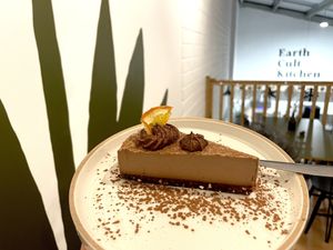 Delicious Chocolate Orange fermented cashew cheesecake   at Earth Cult Kitchen in Newquay
