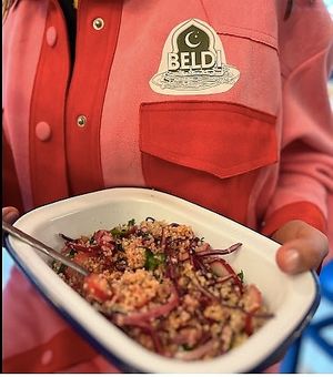 Fresh salad of the day (cold cous-cous as a base and lots of coloured veggies & herbs) at Beldi in Mallorca