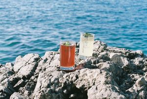 Hand made refreshing drinks:
-Hibiscus, ginger, mint & elderflowers
-Lemonade with mint, cucumber water, chia seeds & elderflowers
 at Beldi in Mallorca