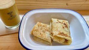 Flatbread with homemade jam  at Beldi in Mallorca
