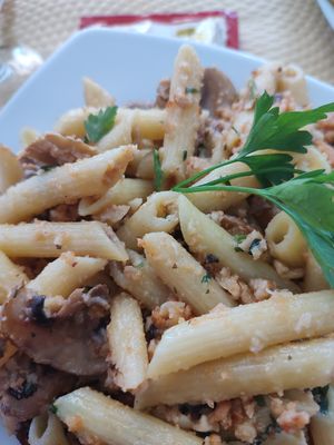 Pasta with almonds at Miel y Nata in Mijas