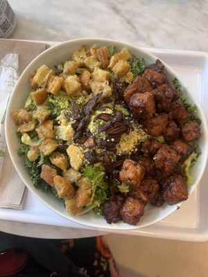 Kale Caesar with tempeh (ridiculously delicious)  at chloe in New York City