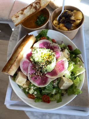 Tomato soup, Mac and Cheese, Farmer’s salad  at chloe in New York City