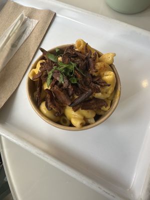 Mac n cheese with shiitake baconn which  at chloe in New York City