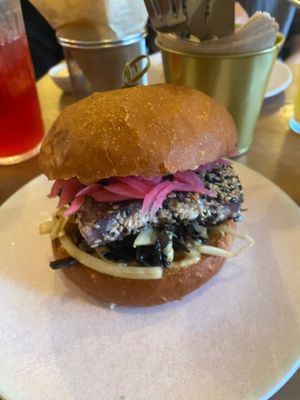 Sesame tofu burger  at O Gambuzino Burger Clube in Lisbon