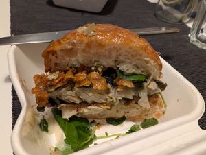 Celeriac nori 'fish' was surprisingly really good! at O Gambuzino Burger Clube in Lisbon