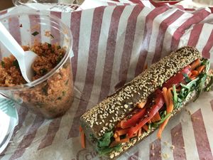 Hummus sandwich and couscous salat  at Le Crobag - Hauptbahnhof in Berlin