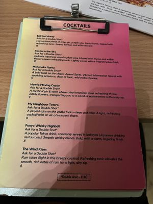 Studio Ghibli themed cocktails  at Ima in London