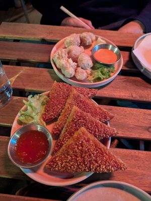 Prawn toast and karage at Ima in London