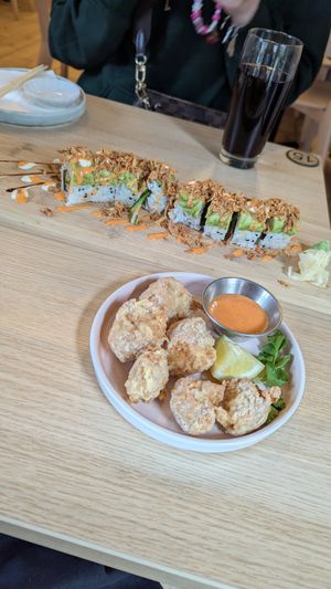 Chicken karaage and dragon roll at Ima in London