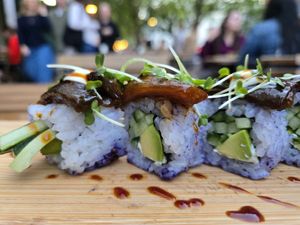Sticky aubergine unagi at Ima in London