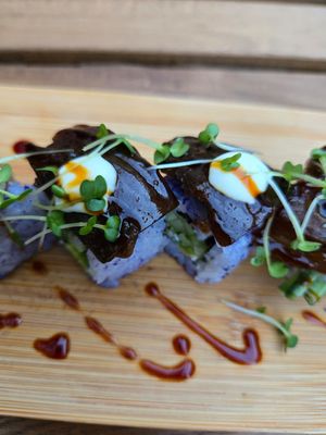 Sticky aubergine unagi at Ima in London