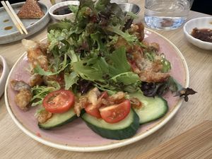 Fried duck salad  at Ima in London