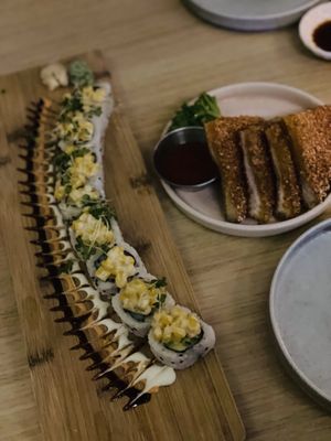 Sushi and squash toastt  at Ima in London