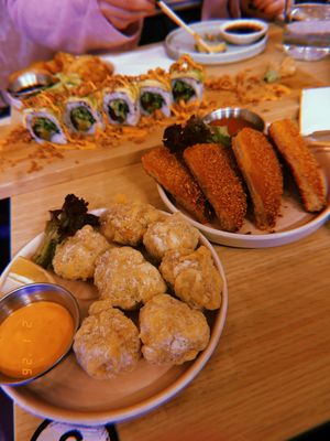 Aubergine toast and Karaage  at Ima in London
