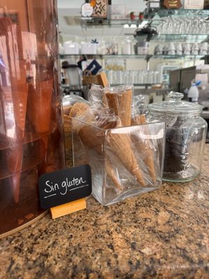 Gluten-free cones! at Heladería La Caseta in Leliana