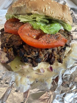 This bean burger is delightful.   at Tastoria Kitchen - Food Stand in Oshawa