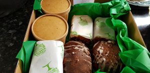 Huge delicious cakes, and all packaged with eco materials. at Teatime Collective in Manchester