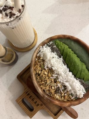 Green Smoothie Bowl & Iced Coconut Coffee   at iVegan Supershop Nha Trang - Healthy Plant Based Cafe in Nha Trang