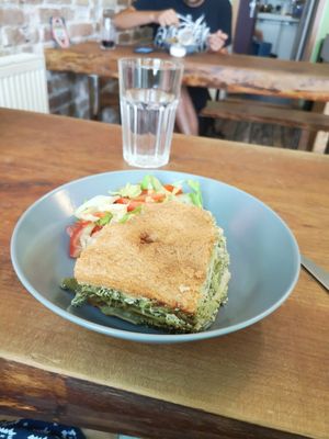 Green lasagne at Vegan Bar in Bratislava