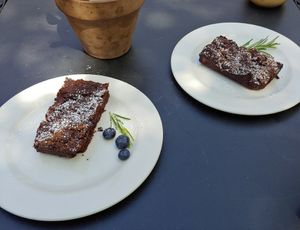 Vegan brownies (they were amazing) :D at Old School Cafe in Bury St Edmunds