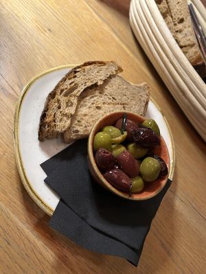 Bread and olives oil  at The ASH  in Bochum