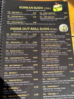 Menu sushi at Reisland Garbsen in Garbsen