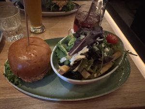 Zeitgeist burger and loaded avocado fries  at Hans im Glück in Berlin