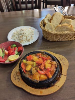Mixed veggies, pilaf, salad, bread at Adres Lokantası Erzurum in Erzurum